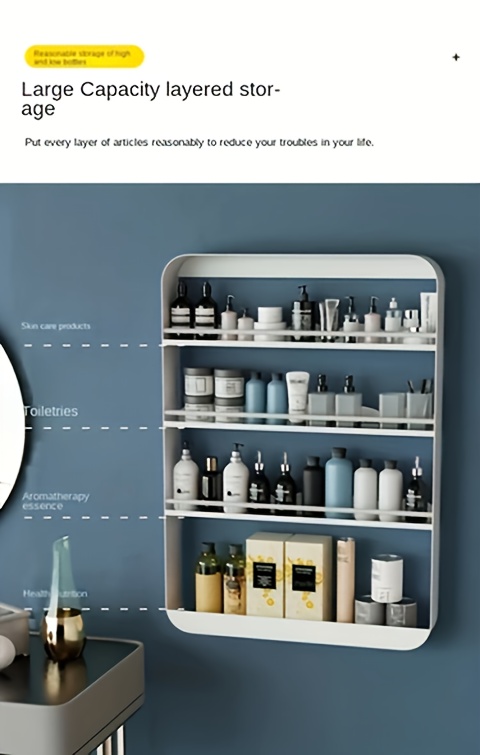 4 Boîtes De Rangement Murale Salle De Bain - Multicolore