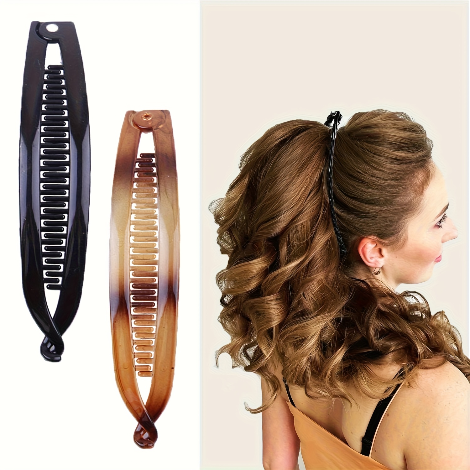 TEMU 2 pinzas retro para el cabello - Elegante horquilla voluminizadora con dientes antideslizantes, pinzas de resistentes para cabello /delgado,