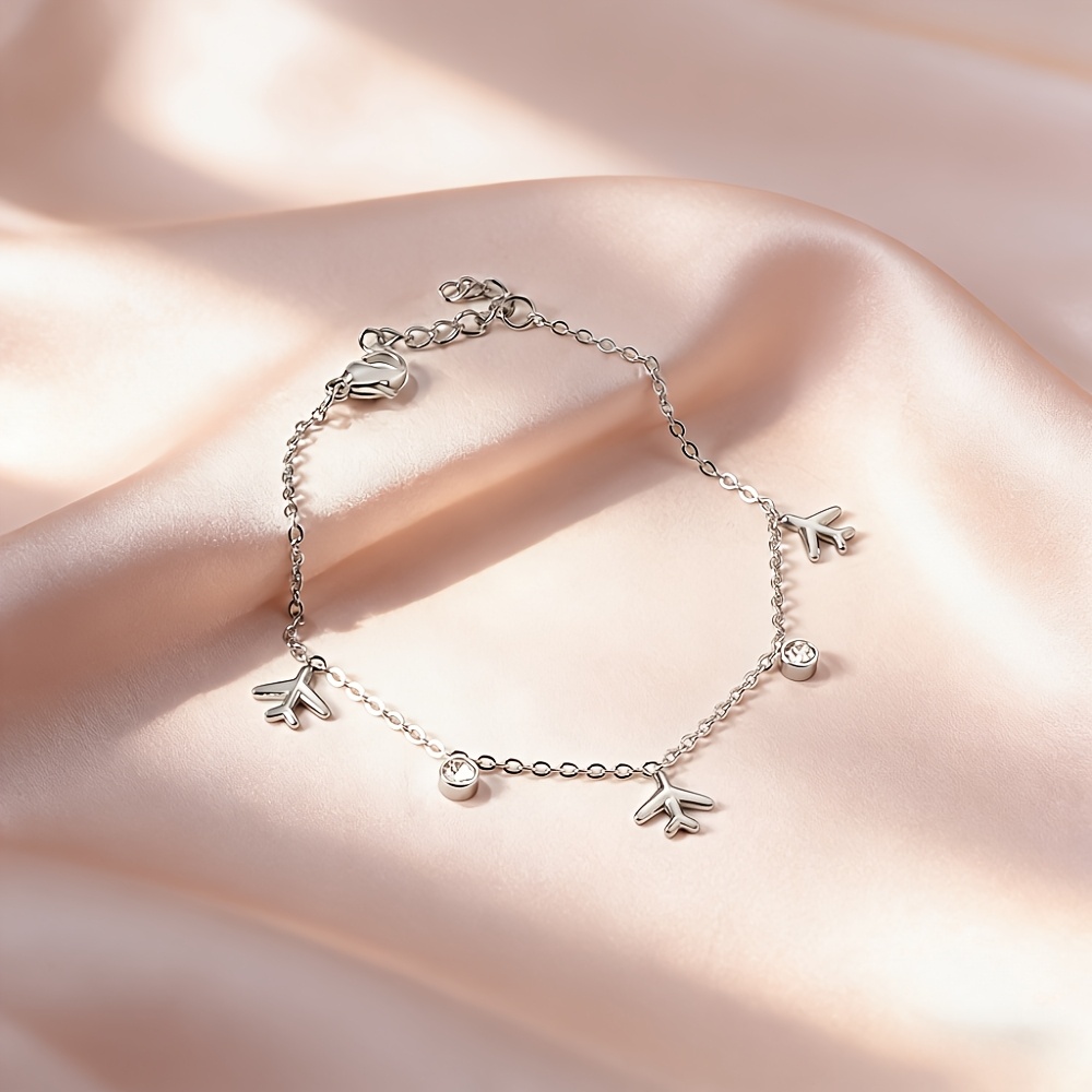 Creative Airplane & Minimalist Stainless Steel Bracelet Set
