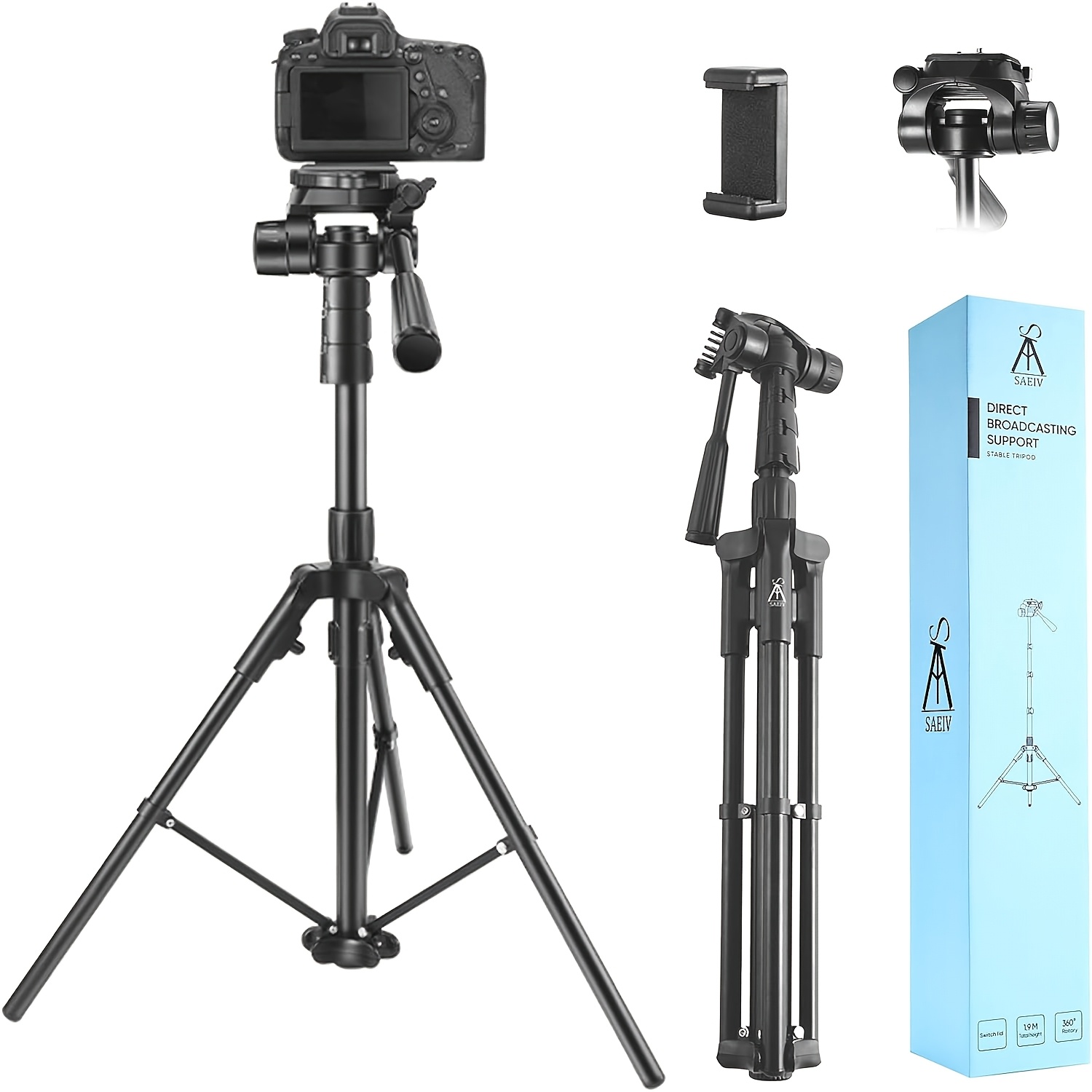 1 kos 190 cm (75 palcev) raztegljivo stojalo za mobilni telefon in fotoaparat, 360° vrtljiva palica za selfie in držalo za mobilni telefon,