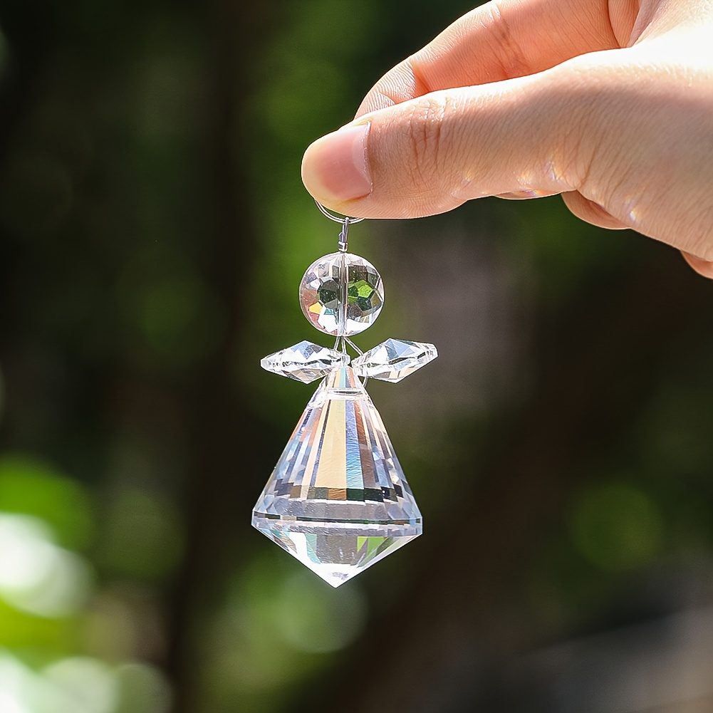 guardian angel crystal suncatcher hanging glass prisms  ow maker   rearview   car pendant home garden wedding garland xmas decor