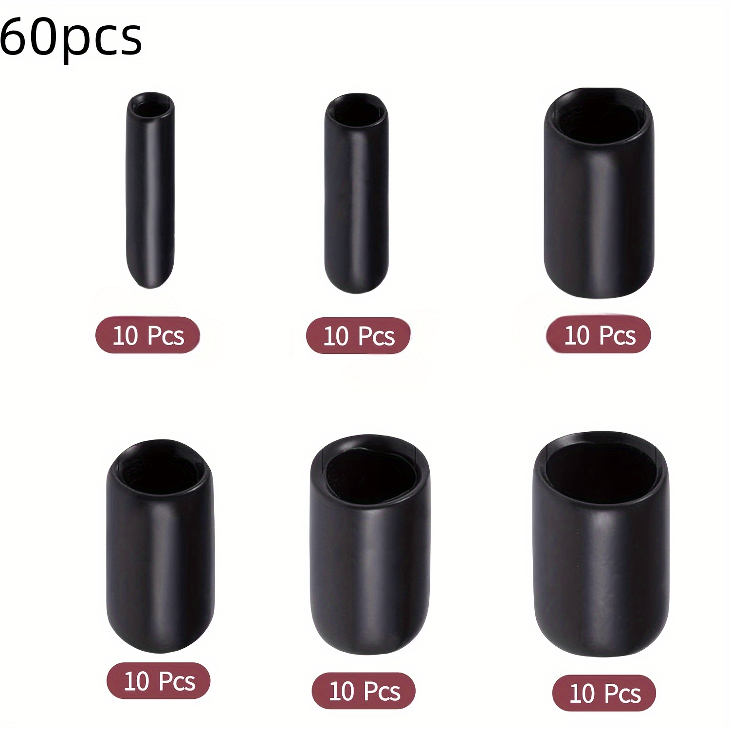 

60pcs Rubber End Caps Kit - Flexible Thread Protectors For Metal Pipes, Bolts & Screws - Bolt Covers In Sizes 2mm To 12mm