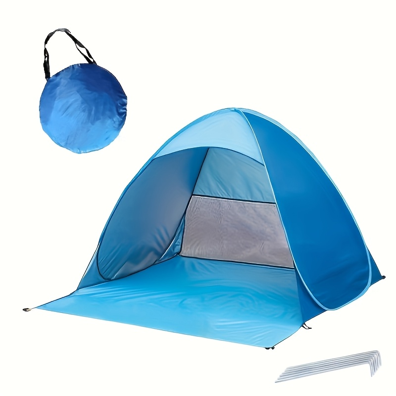 Tente pop-up portable pour 2 personnes - Légère, imperméable en polyester, abri de plage et de camping extérieur toutes saisons avec fermeture à glissière facile, tiges en alliage durables, conception de pied, protection UV UPF 50+, comprend 6 ancrages au sol, abri de plage | Tente facile à installer | Tiges en alliage durables, tentes de plage