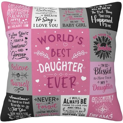1pc daughter gift grateful birthday pillowcase with inspirational quote pink and black mattress cover machine washable zipper closure suitable for all room types gift optimistic font fabric daughter gift