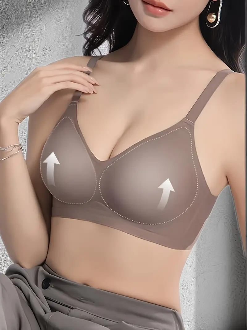 3pcs womens wireless push up bras set seamless t shirt style with palm support medium lift non removable pads soft nylon spandex blend thin straps black beige ideal for daily wear special occasions Product details 3