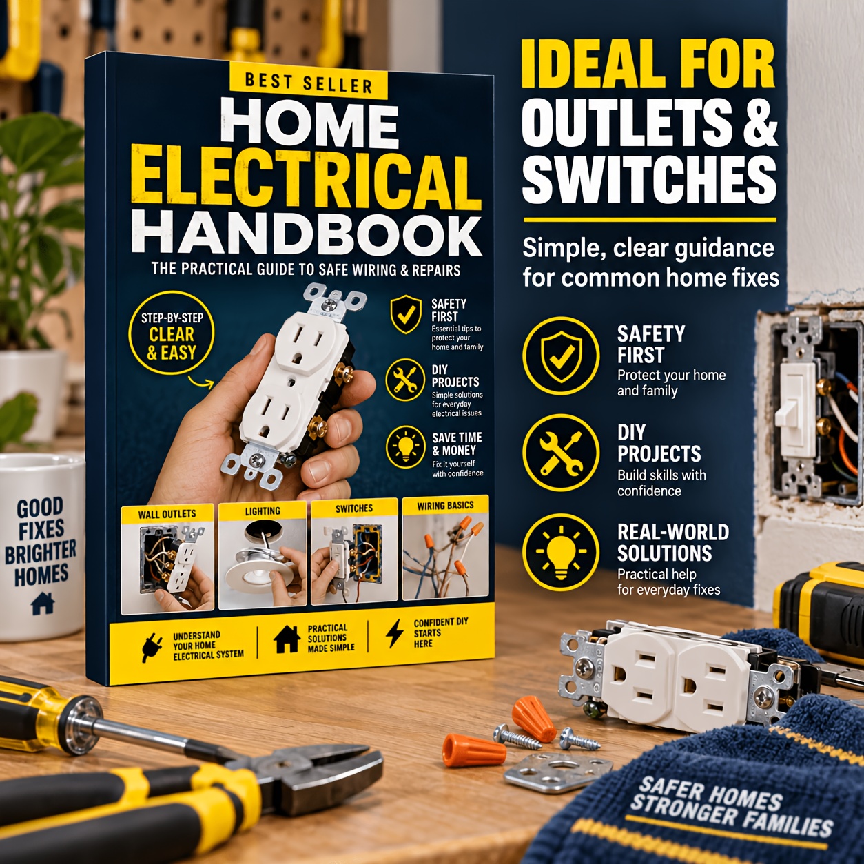 TEMU Spiral Bound Home Electrical Handbook, Practical Guide To Safe Wiring And Repairs, Step-by-step Outlets Lighting Switches Wiring Basics, Diy Home Electrical Repair Money-saving Tutorial Book