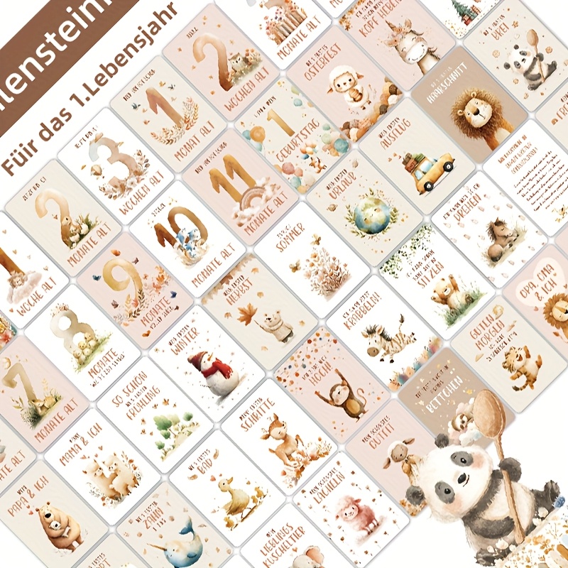 E-shop Deutsche Meilensteinkarten für Jahr, Original Boho Handbemalt, Geburtsgeschenk