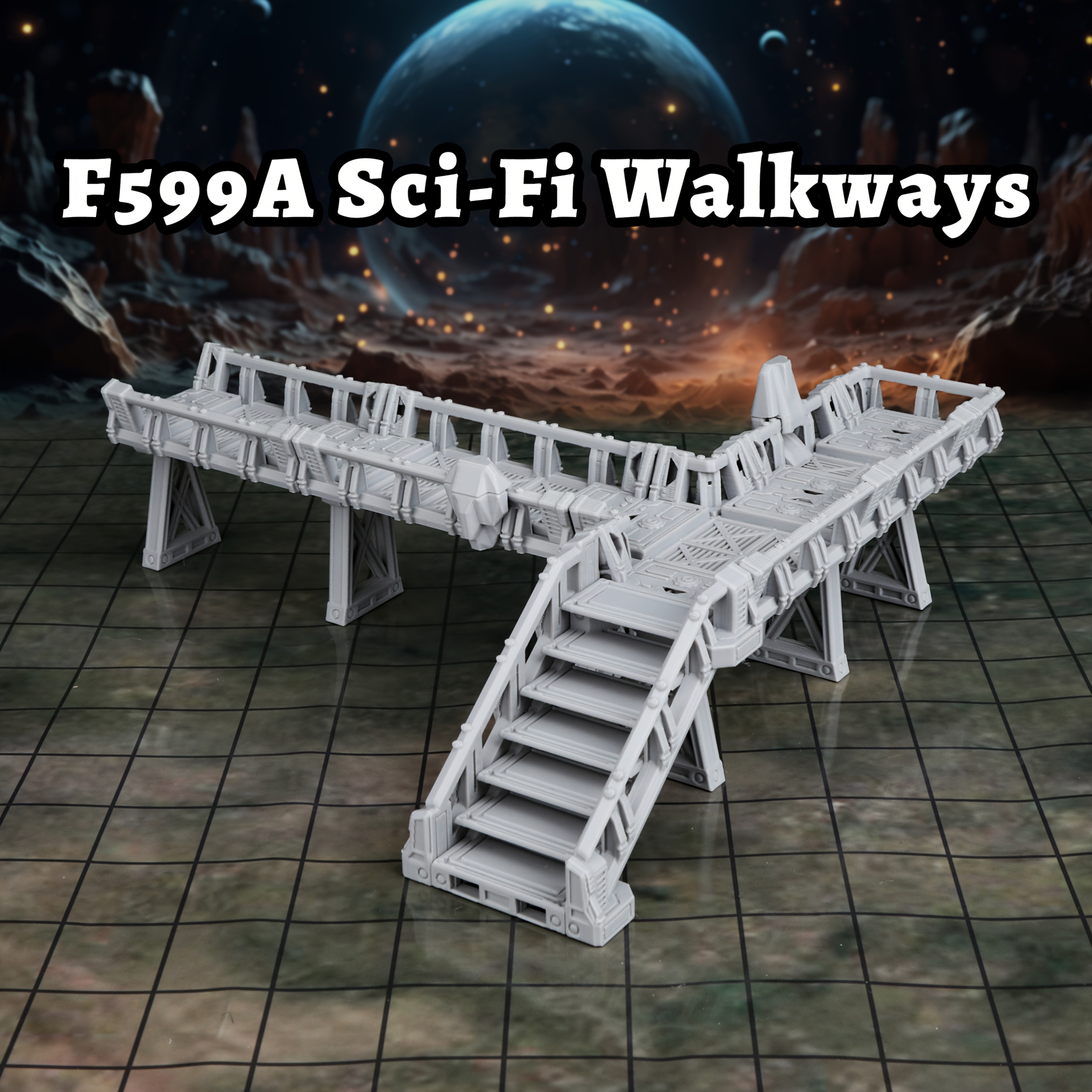 Miniature Terrain Set For Rpg Games - With Modular Walkways, Stairs, And Platforms - Perfect For Tabletop Games