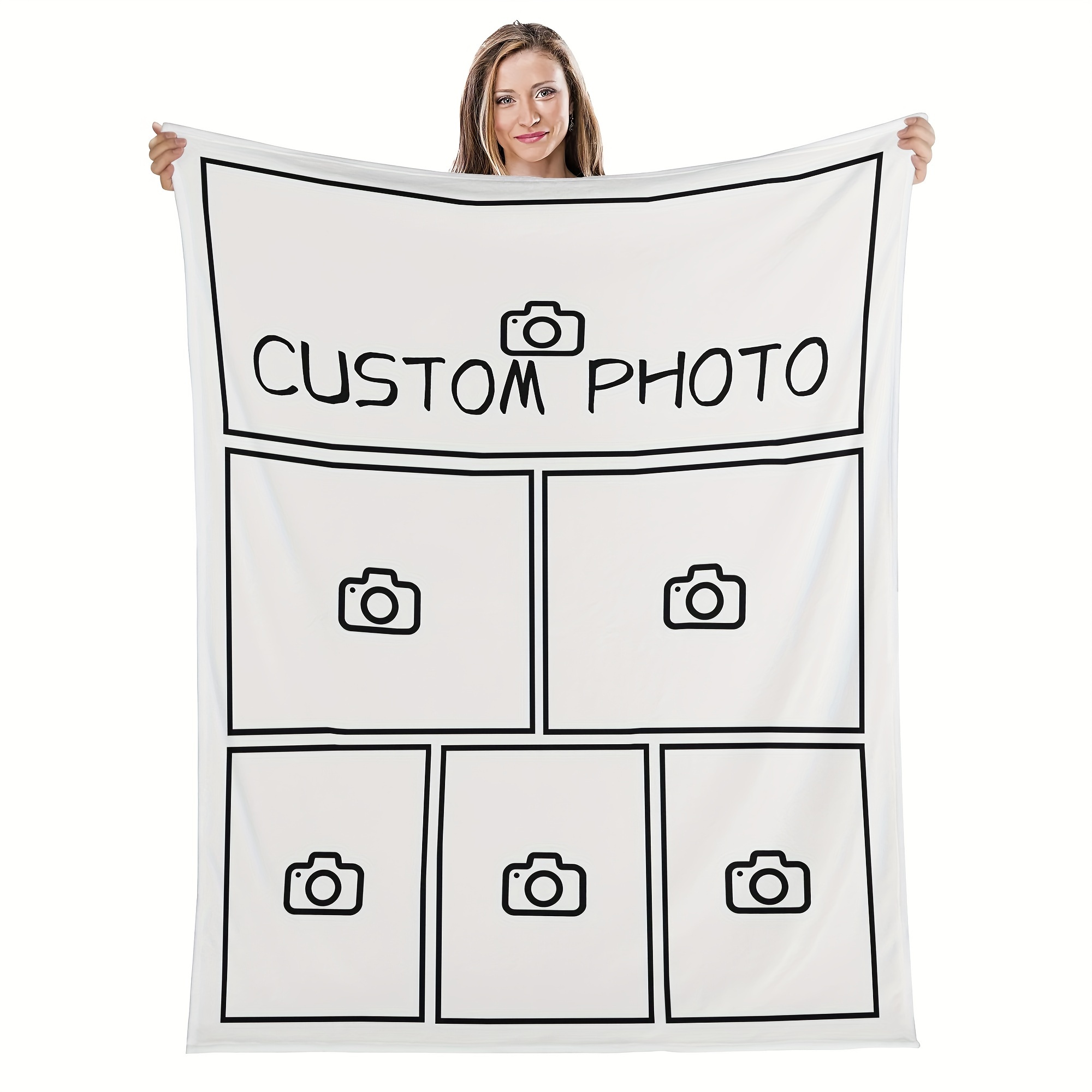 

Customizable Photo Collage Flannel Blanket - Personalized Multipanel Throw For Sofa And Bed, Ideal Gift, Machine Washable, Suitable For Ages 14+