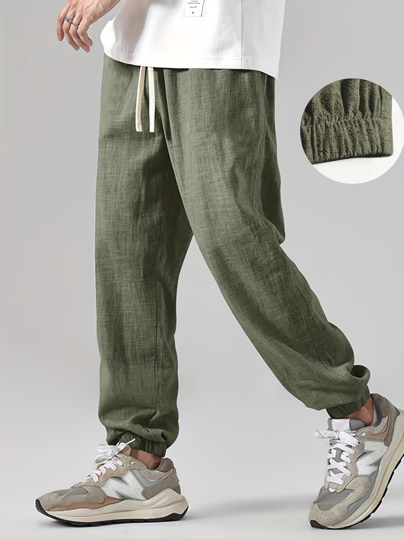 Men's Casual Linen Joggers - Breathable, Comfort Fit with Pockets for All Seasons