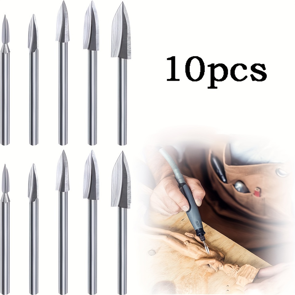 

10 Pcs Wood Carving Drills - Set Of Diy Wood Sculpting Tools With Triangular For Electric Drills