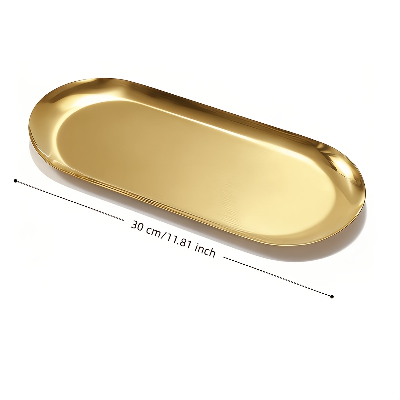 TEMU Bathroom Tray, Golden Storage Tray, Bathroom Decoration Storage, Tray Above The Sink, 3 Sizes. High-quality Stainless Steel Material. Polished
