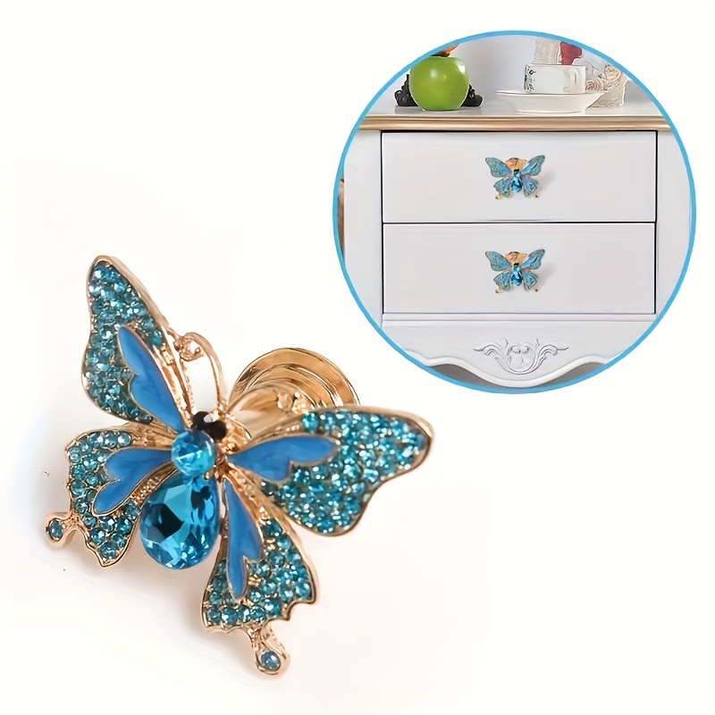 

1 Piece Of Crystal Butterfly Cabinet Door Handle Drawer Pull Decorative Dressing Table Cabinet Wardrobe Cabinet Handle