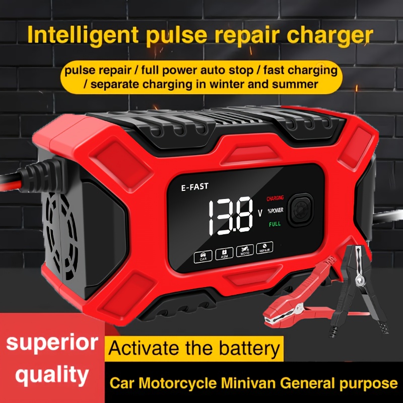 

Smart Car Battery Charger - 12v/24v Trickle Charger For Auto, Truck, Motorcycle, Lawn Mower, Marine - Maintains Lead Acid Batteries - 6a Fast Charging