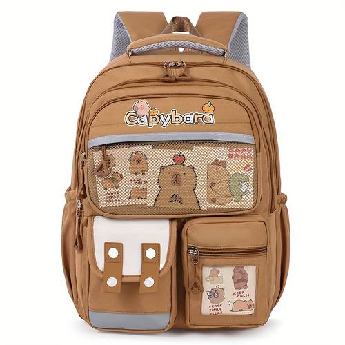 cute capybara backpack with capybara patterns lightweight school bookbag large capacity daycare backpack suitable for