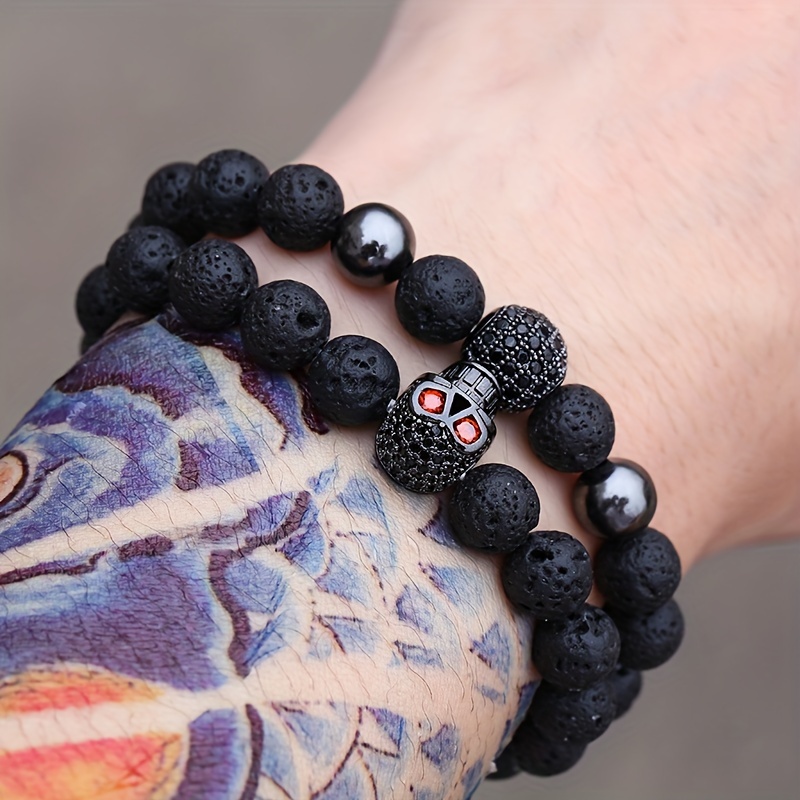 

2pcs Simple Skull Bracelet, Unisex Hip Hop Jewelry Gift