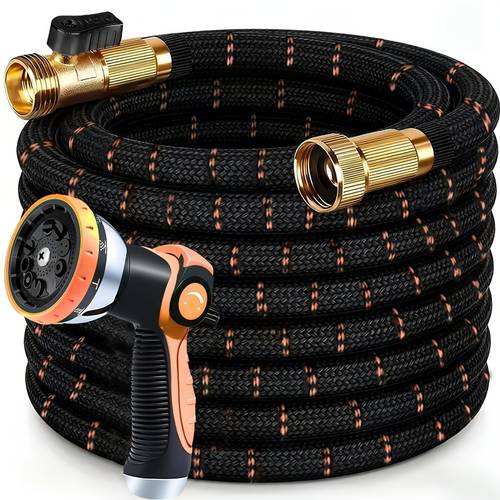 item picture lovfen garden hose 25ft 50ft 75ft 100ft 150ft kink free flexible water hose with 10 pattern spray nozzle lightweight hose pipe leak proof 1 2 swivel connectors super fabric portable storage strap