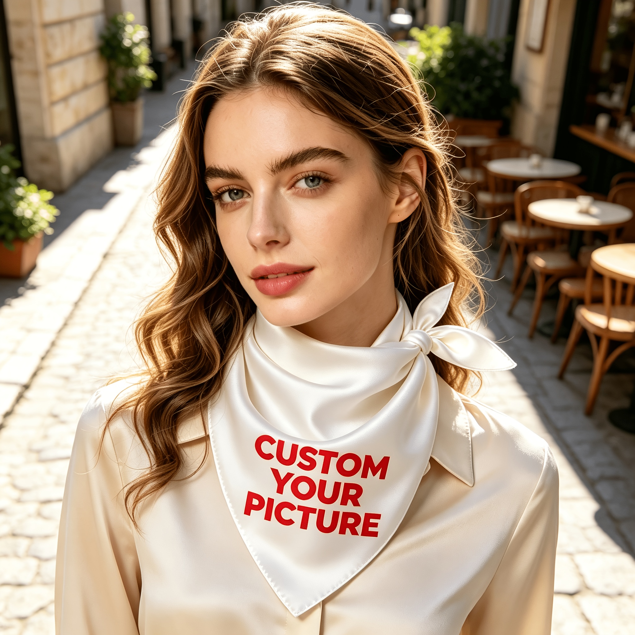 TEMU Custom Satin Scarf With Your Design, Print Photos & Logos, Versatile For Women' Wear, Perfect Gift, Stylish Neck Tie, Hair Band, Bag Accessory.