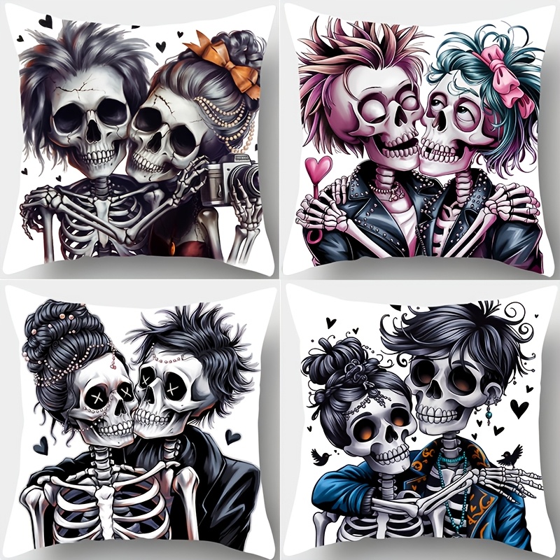 TEMU Set Of 4, New Gothic Valentine's Day Themed Pillow Covers, Cozy And Stylish, Measuring 17.7 Inches By 17.7 Inches, Ideal For Decorating Your For