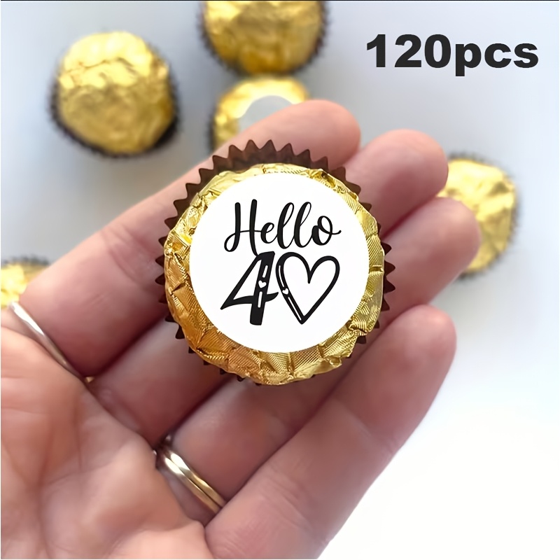 E-shop 120 Stück, 40. Geburtstag Aufkleber, Dekorationen, geeignet für Kuss-Bonbon- Schokoladenetiketten, Party-Verpackungsaufkleber,