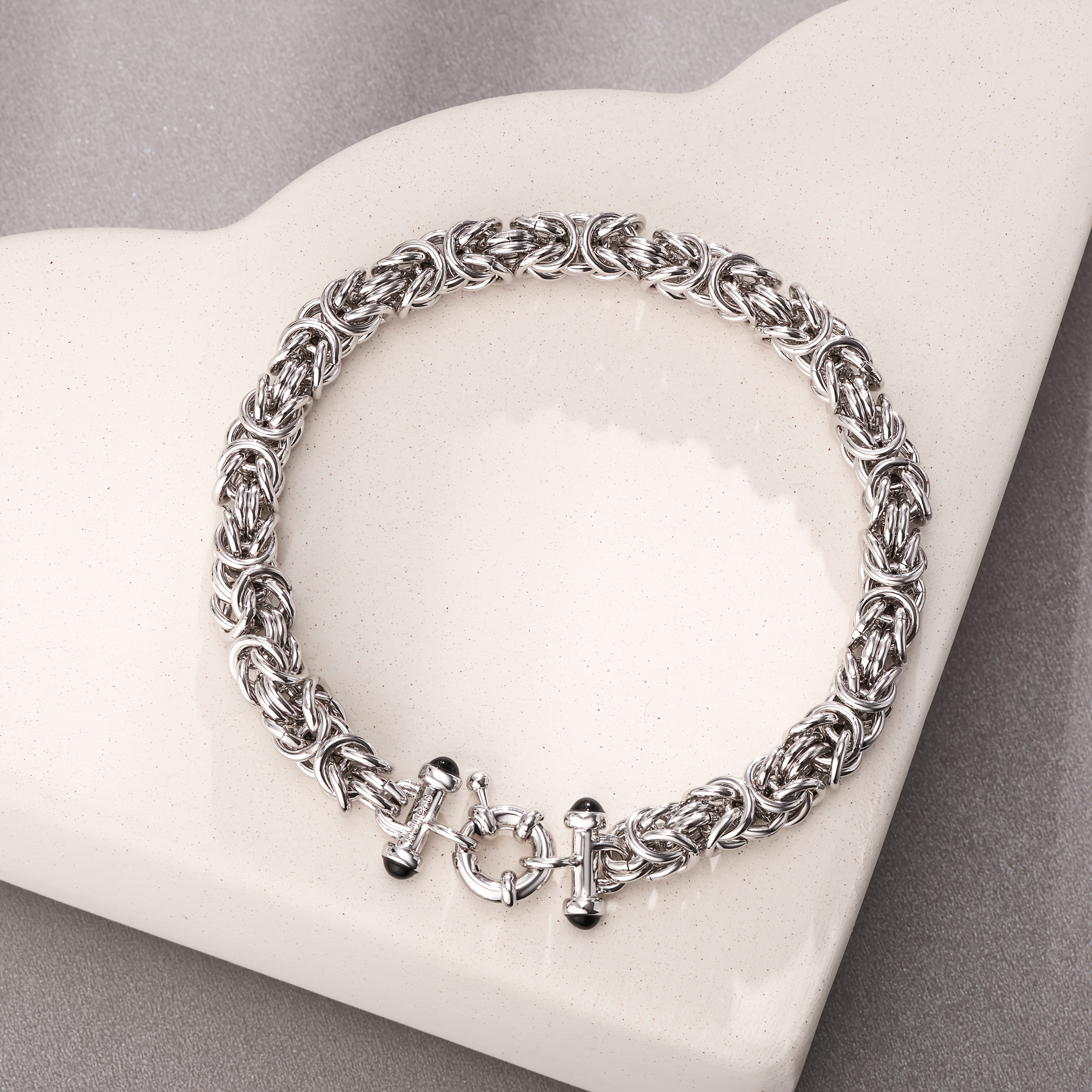 925 Silvery, Women's Fashion Silvery Ring Byzantine Bracelet, Ring Lock Design More Secure, Skin-friendly And Non-irritating Elements, Valentine's Day, Mother's Day, Exquisite Gift Box