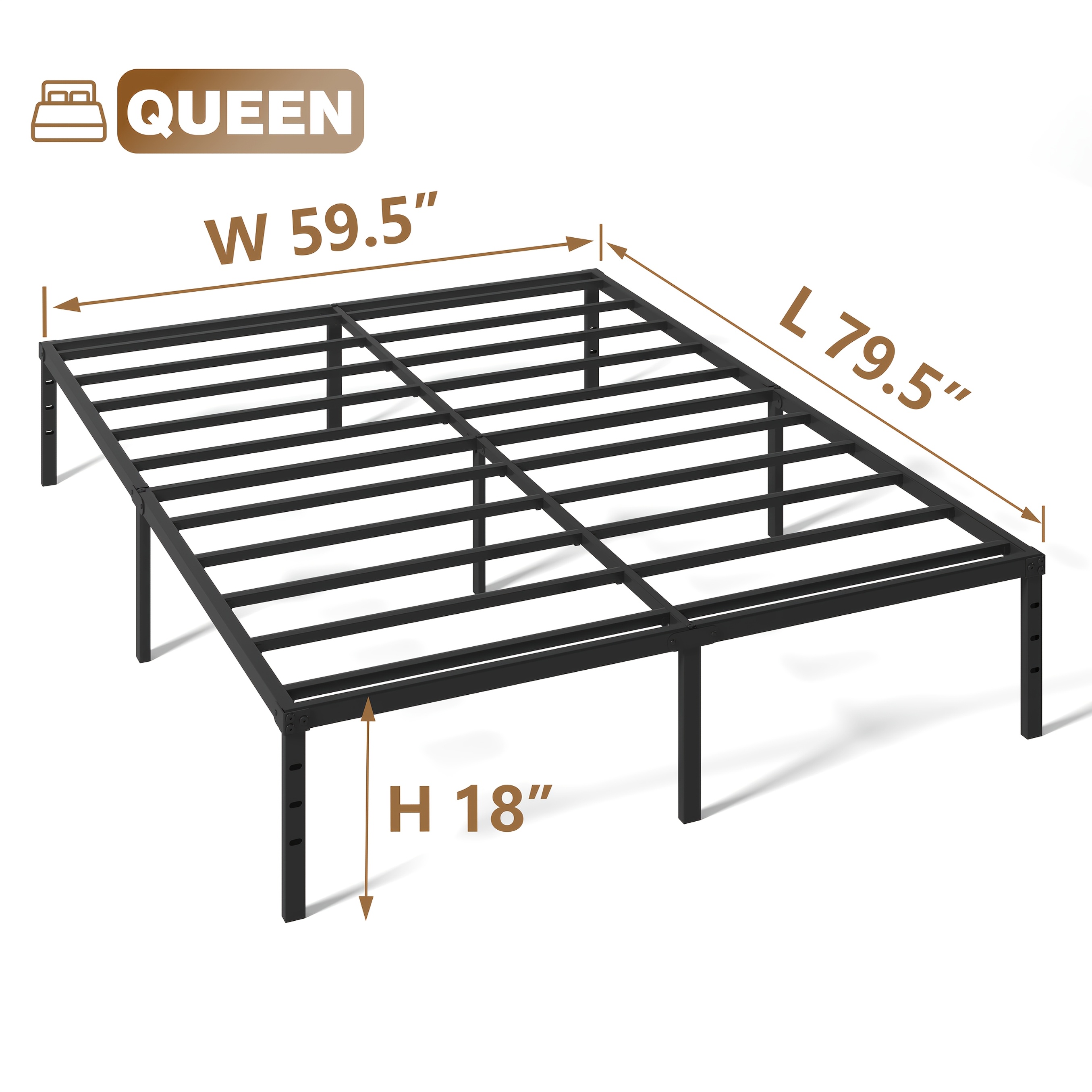 TEMU Heavy-duty Metal Bed Frame With Under-bed Storage Sturdy Mattress Base, Free Shipping/easy Assembly, No Spring Mattress Required, In 14", 16",