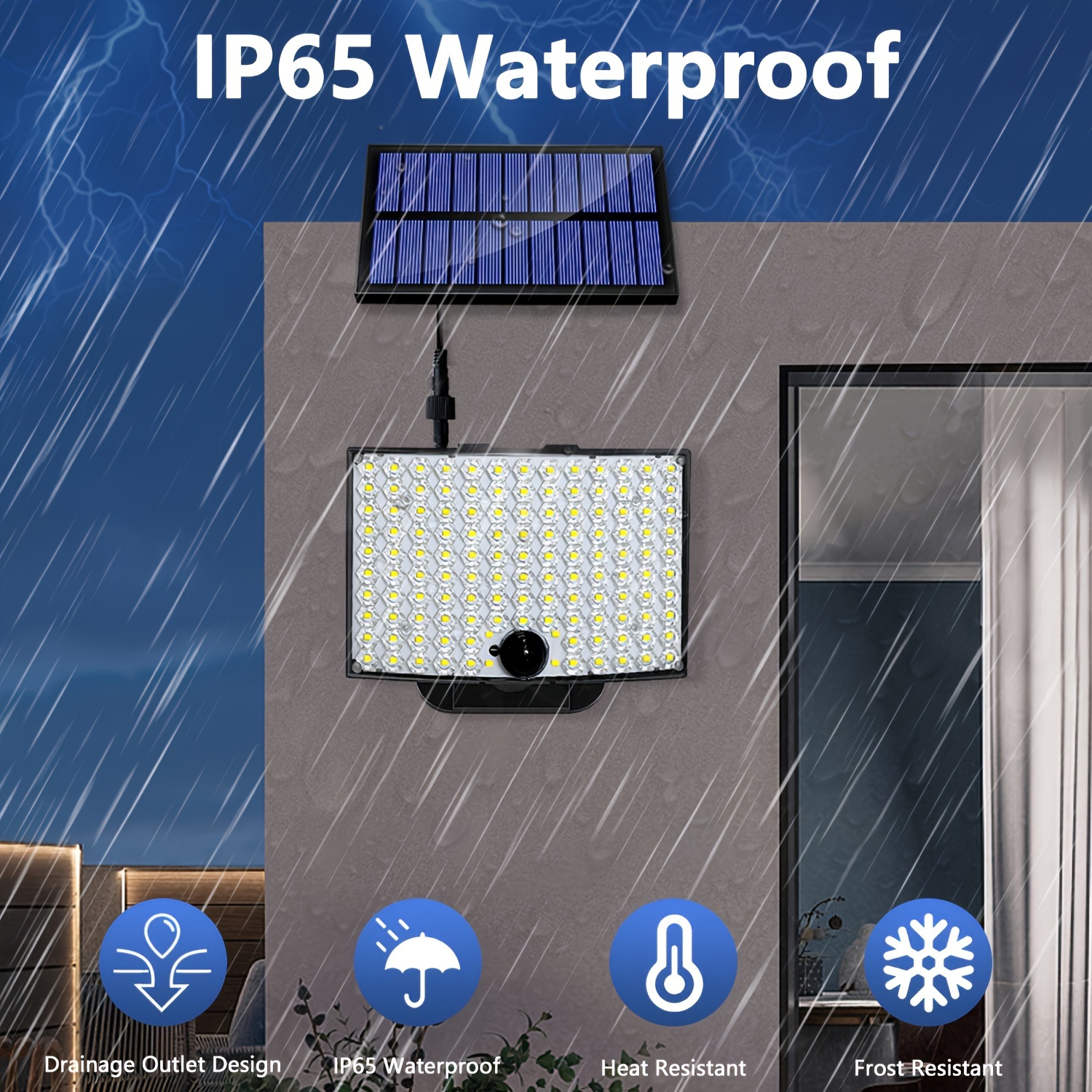 1pc Luz Solar Exterior Impermeable, 106 Luces Solares Exteriores Con Sensor  De Movimiento, IP65 Impermeable, Ángulo De Iluminación De 120°, Luz De Par