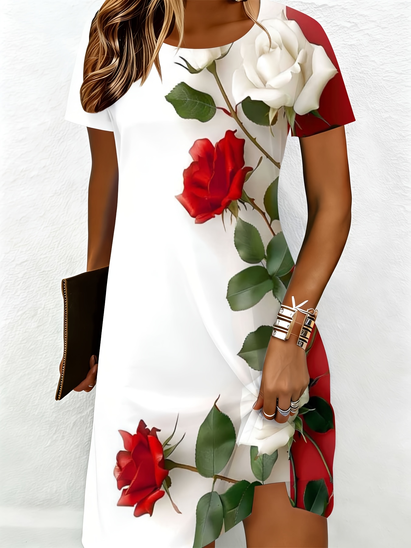 flattering white dress Twist Front Ribbed Dress for Women in White at Glik's , M main image 1