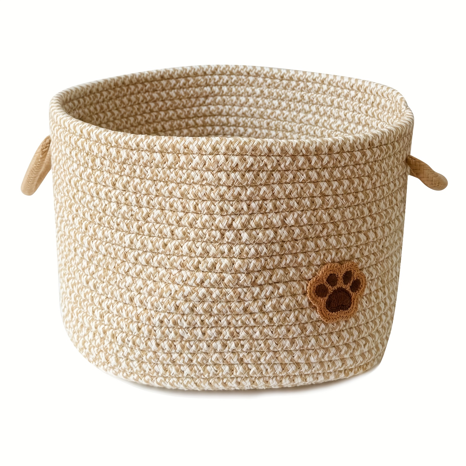 Image of Khaki Hand Basket, Desktop Organizer Shallow Basket For Cosmetics, Jewelry, Books, Towels, Socks, Bathroom, Bedroom, Shelf Basket, Spring Summer, Easter, Mother's Day, Shelf Baskets