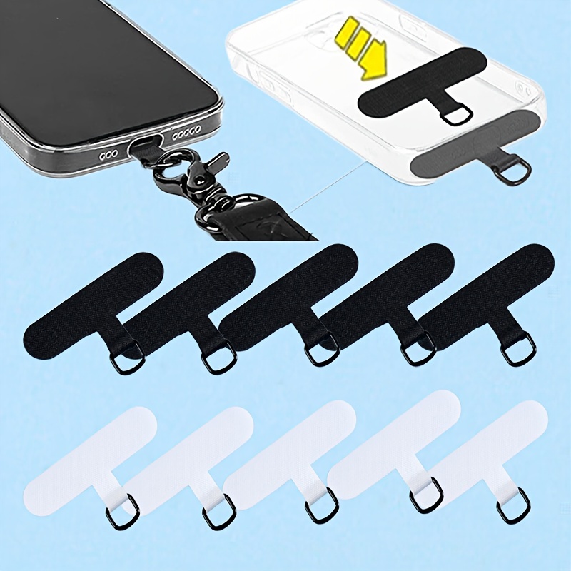 

10pcs/set Black White Nylon Phone Lanyard Strap Patch Gasket Mobile Phone Sling Tether Cloth Card Phone Replacement Clip Hang Cord Tabs