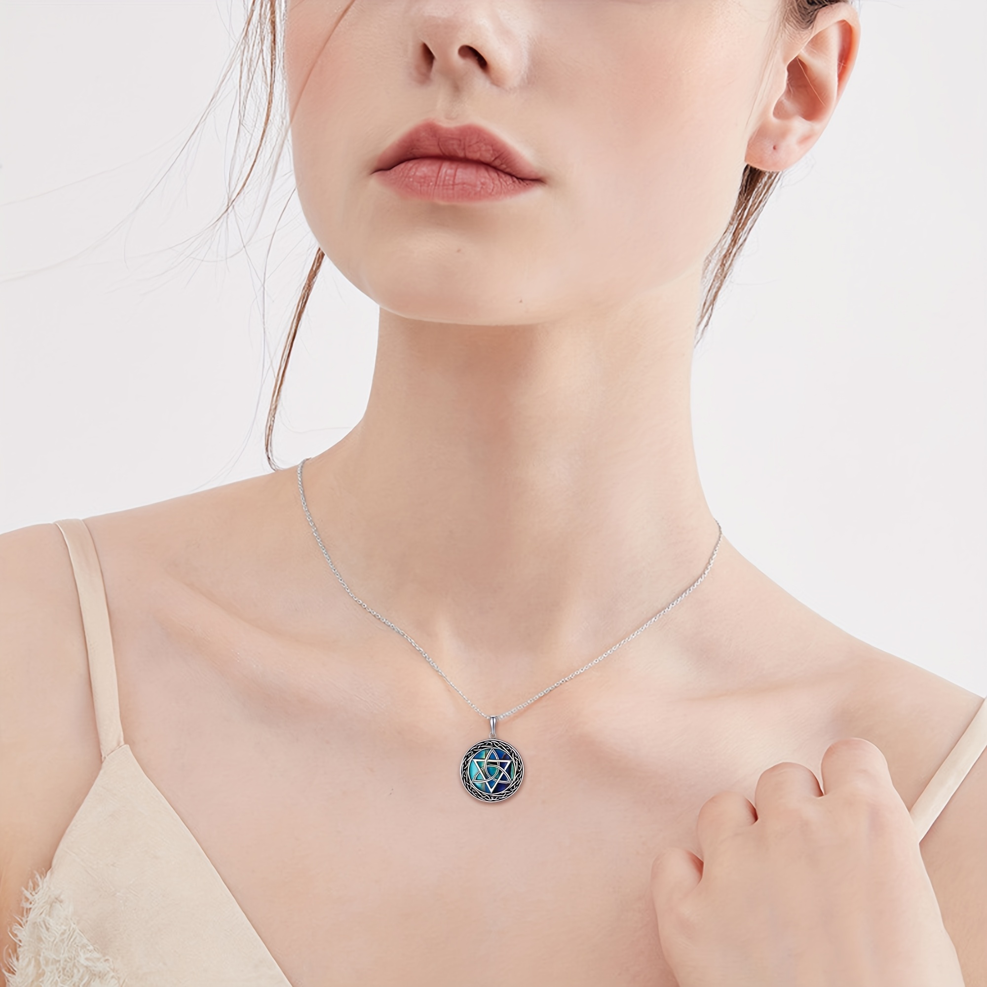 Star of David & Celtic Knot Pendant Necklace, 925 Sterling Silver