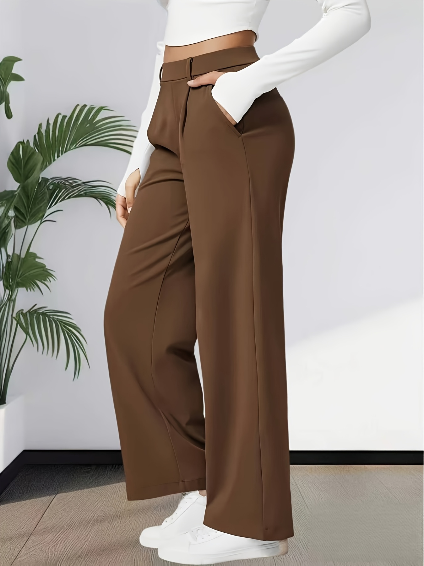 princess polly baby blue dress Women's Brown Casual & Dress Pants main image 1