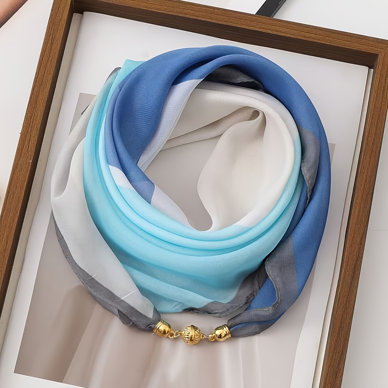 TEMU Women' Magnetic Scarf - Transparent Chiffon Suitable For Windproof , -free Magnetic Collar, 100% Polyester For Casual & Outfits, Weekend Wear,