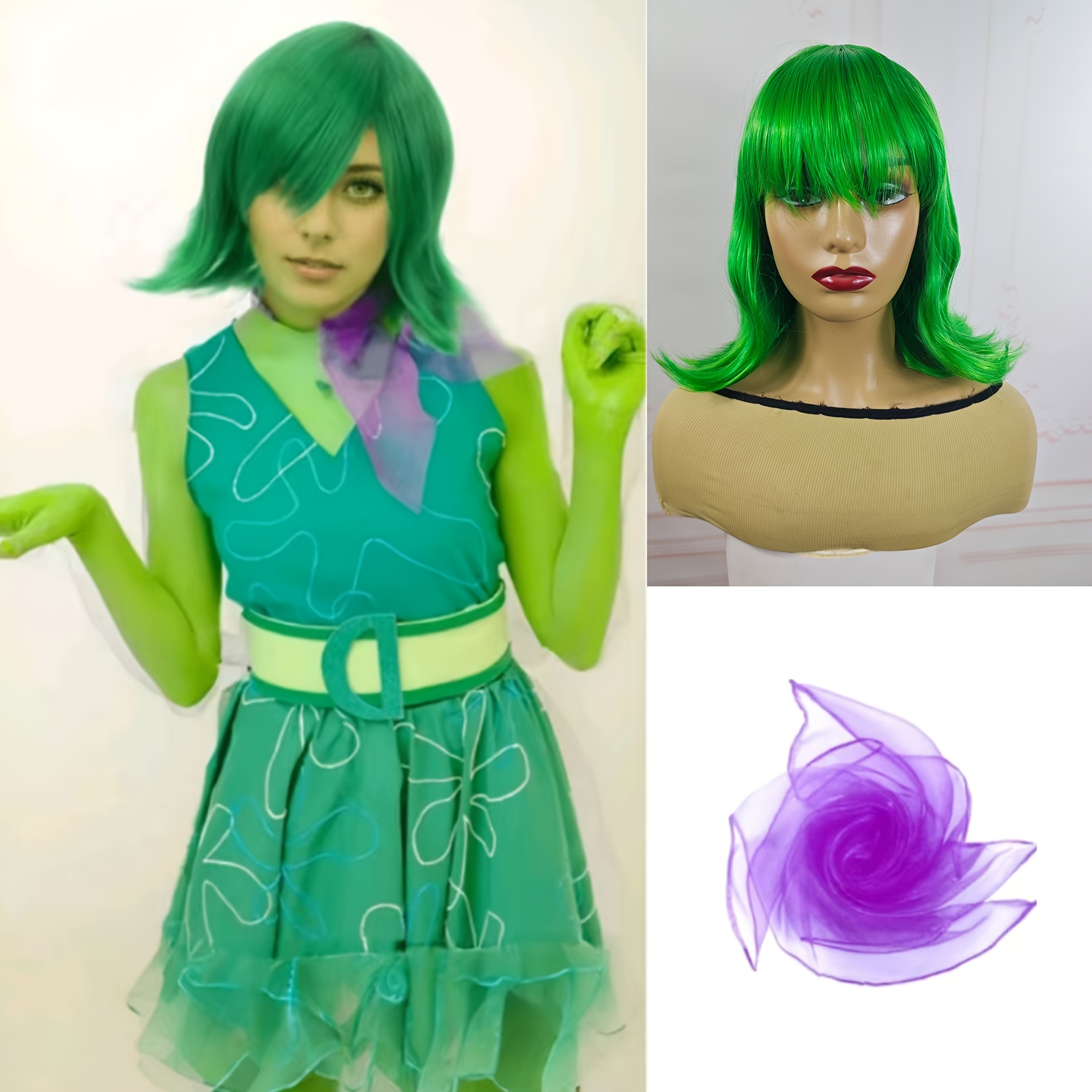 Inside Out Short Green Cosplay Wig Women's Classic Disney/Pixar