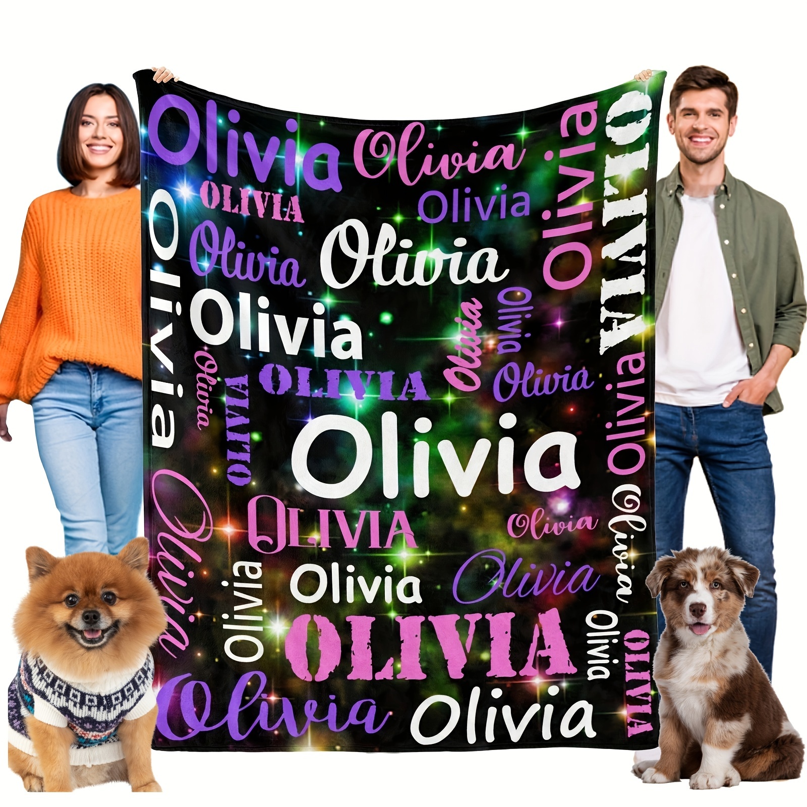 

1pc Starry Sky Print Personalized Pet Flannel Blanket, Warm Soft Dog Throw Blanket With Name, Custom Pet Name Dog Blanket, Cozy Cushion Mat Sleeping Blanket For Bed Cage Couch