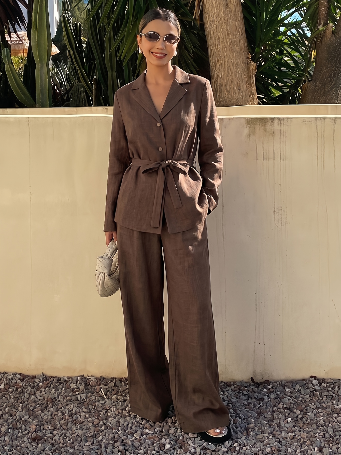 casual brown pants outfit womens sold on Temu Canada