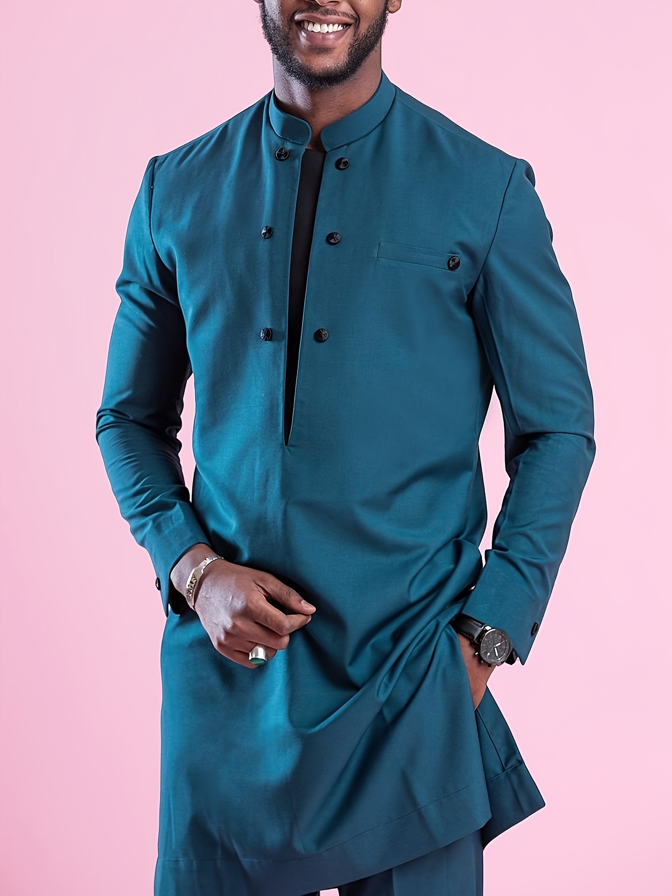African * *'* Long Sleeve, Button-Up, Ethnic Style, Slit Hem, Elastic Waist  Pants, African Attire, Plus Size *'* *'s Casual Shirt and Pants 2pc* New  Four-Season Style 1 Set, Street Style, Party, 