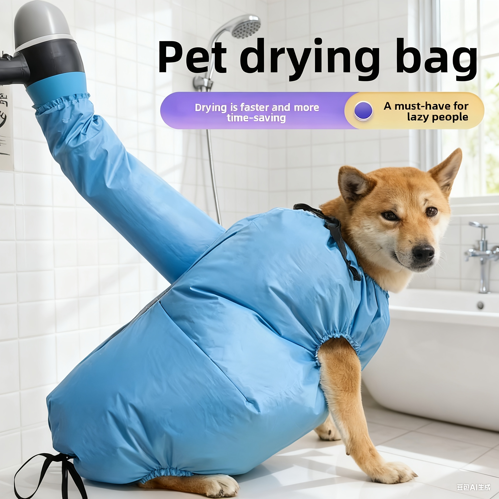 dog drying bag instant   fast drying post bath portable   dryer for puppies small large dogs no   pet gadget for outdoor use shower to   minutes Product details 0