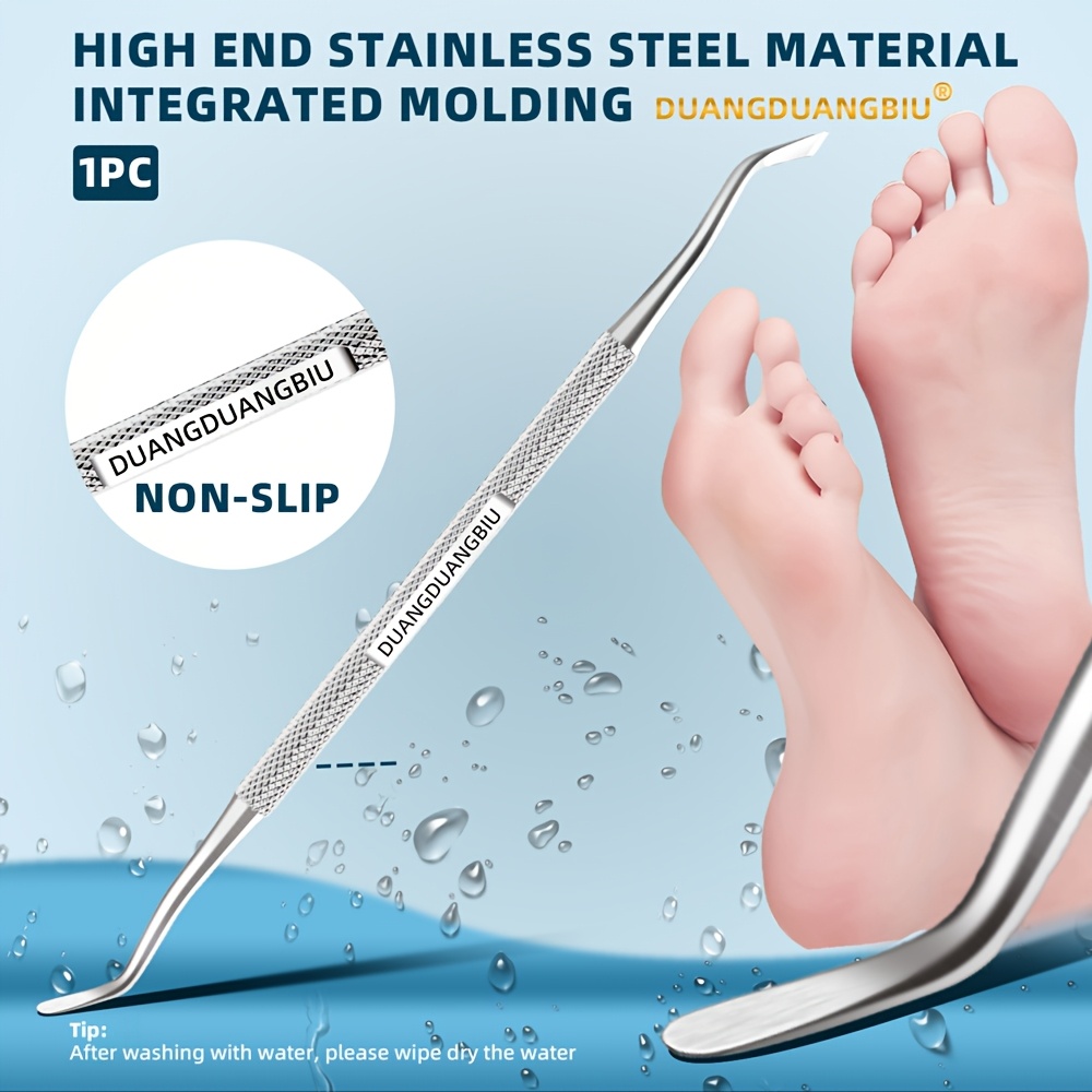 TEMU New Stainless Steel Cuticle Remover Tool, Professional Cuticle Pusher, Dead Skin Remover, Portable Manicure Pedicure Nail Care Tools For Salon &