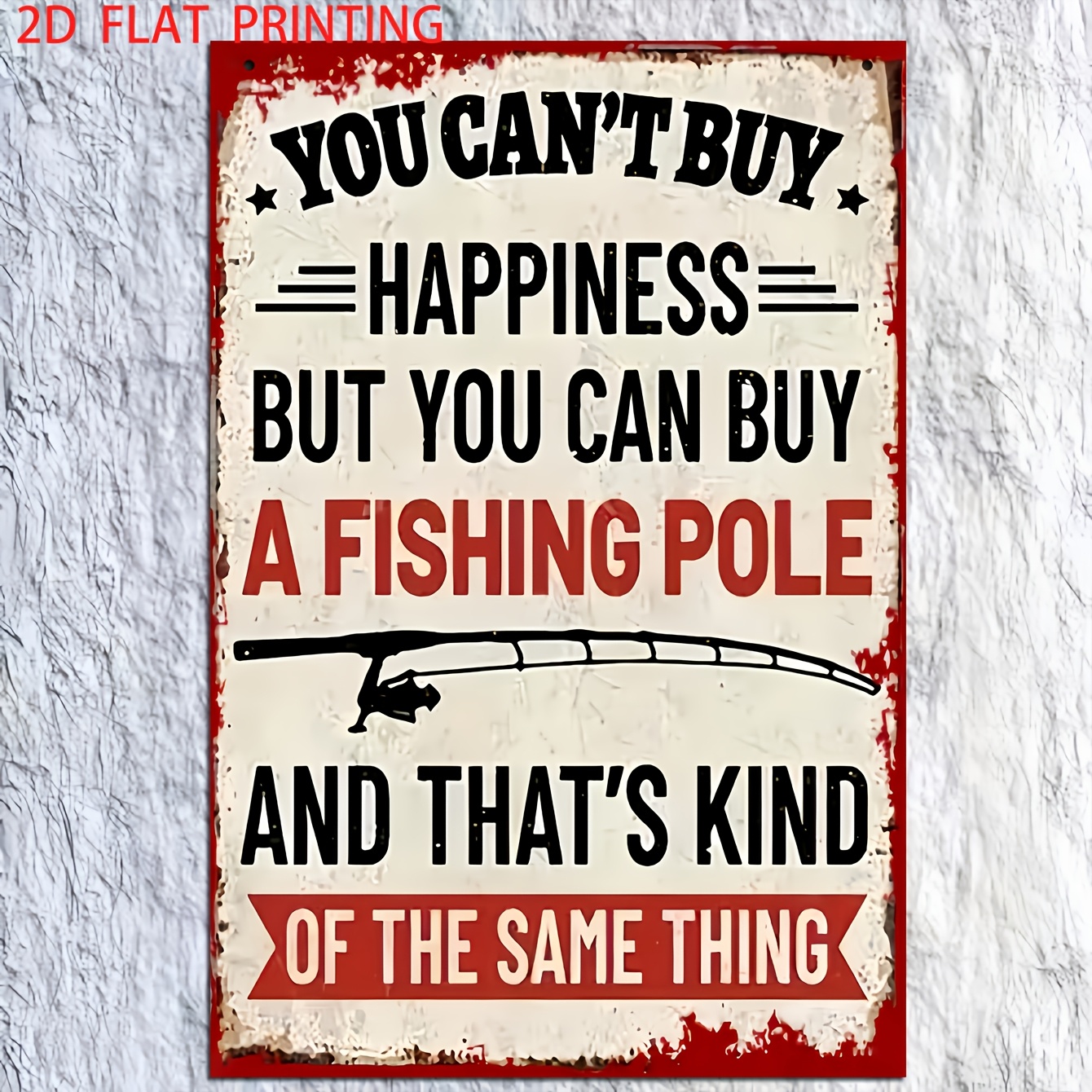 TEMU 2d Flat - Decorative Sign And Plague - 1pc Wooden Retro Sign, You Cannot Buy Happiness, But You Can Buy A Fishing Rod - Country Style Fishing