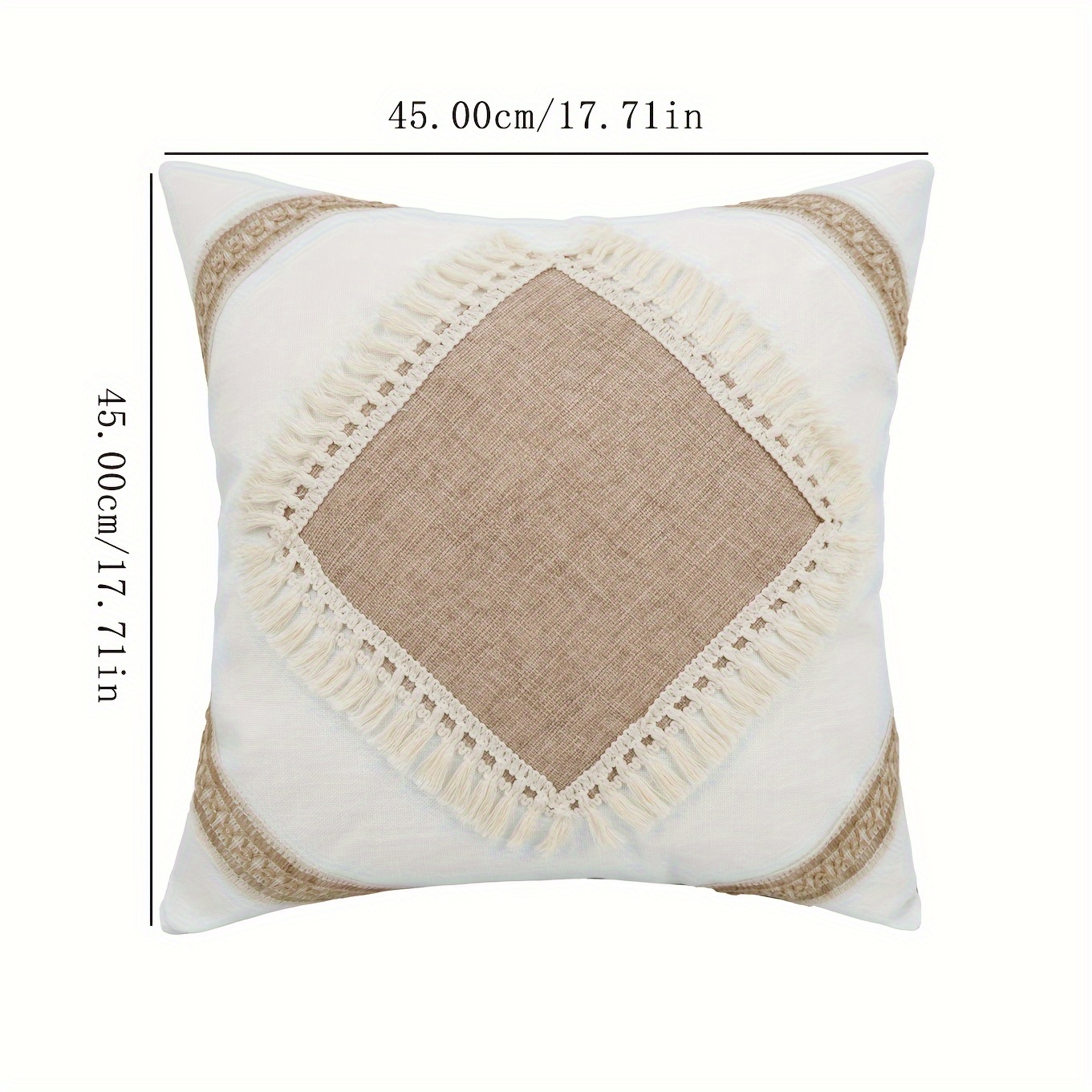 Image of 1pc Solid Tassel Sofa Pillowcase, Pillow Insert Not Included