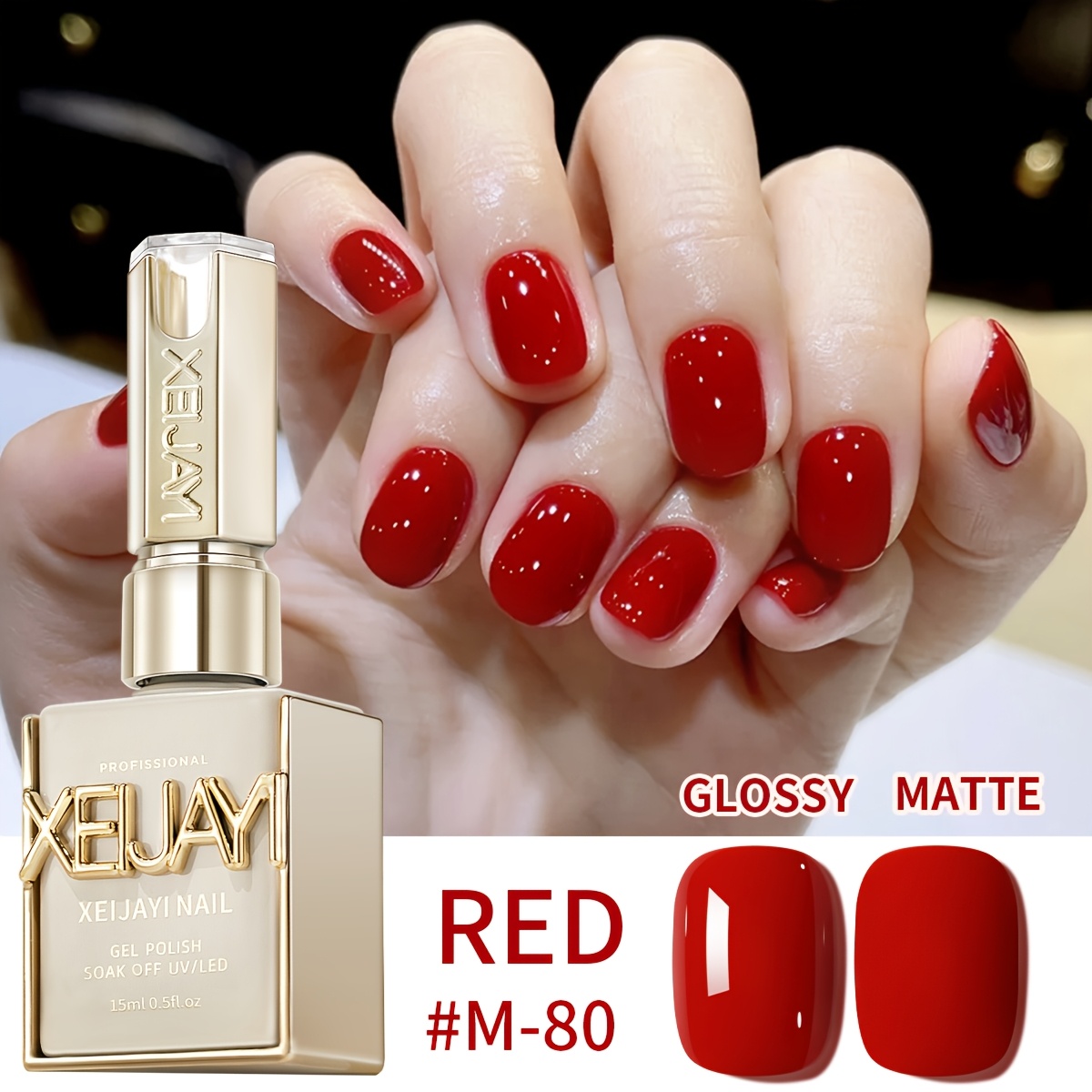 TEMU Xeijayi Frame Bottle No. 80---latest Nail Gel Polish In Glossy Red With High , Perfect For Autumn And Winter. Ideal For Nail Salons And For Women.