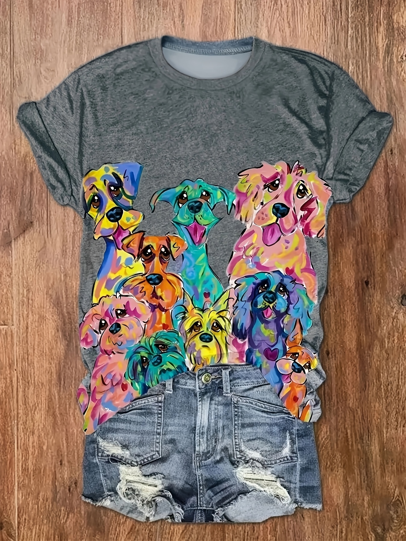 Dog Lover Shirts For Women - Cat Paw Graphic Tees Short Sleeve Comfortable Tops