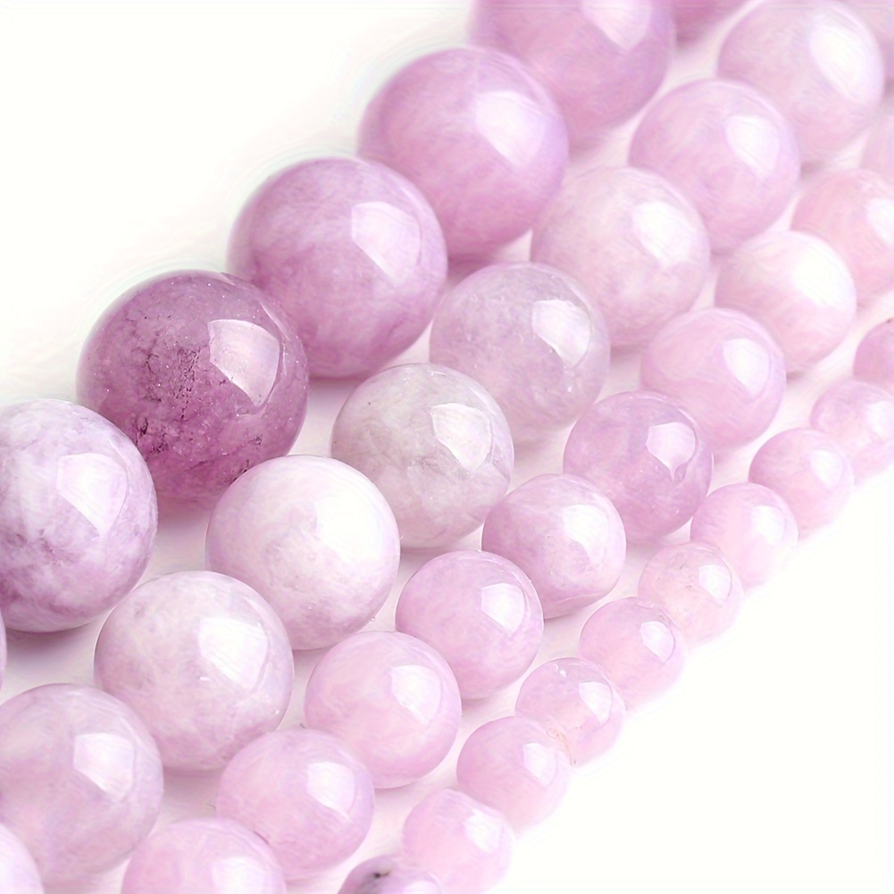 

Natural Stone Purple Angelite Round Stone Beads - 36-91pcs - Perfect For Jewelry Making - High Quality Accessories - Women's Gifts