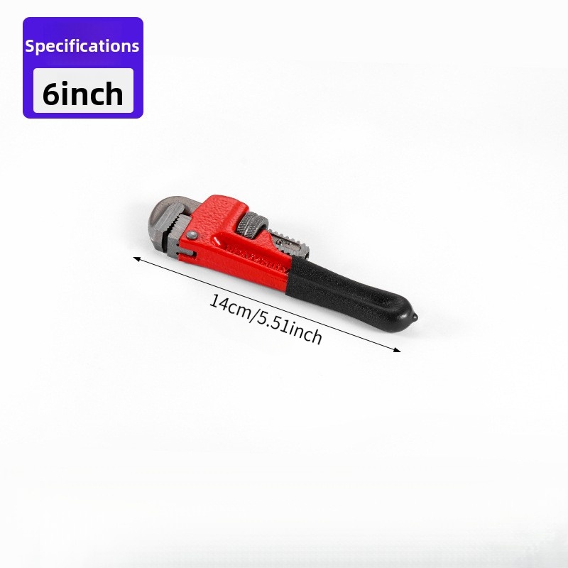 TEMU 6-inch Heavy-duty Mini Adjustable Pipe Wrench - Chrome Vanadium Steel Material Plumber's Tool, With Anti-slip Grip, Mini Straight Pipe Tool For