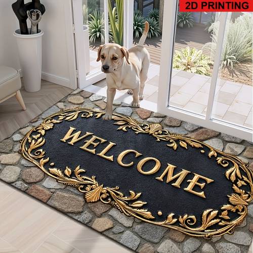 2d flat 1 vintage mat non slip machine washable polyester with design suitable for living rooms offices