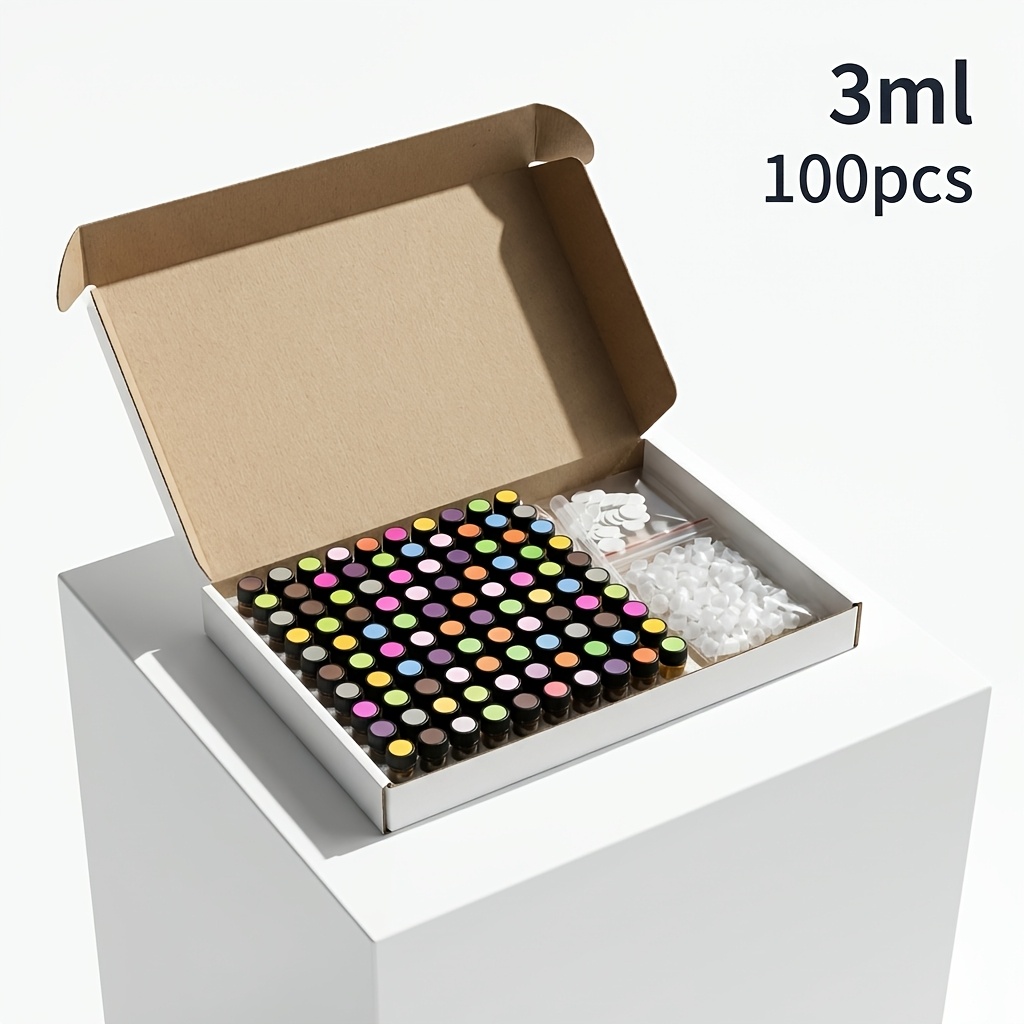 TEMU 100pcs Hcgotoplay Amber Glass Essential Oil Bottles Suitable For, Refillable Leakproof Mini Vials With Rfid Blocking Glass, 1/2/3/5ml Sample