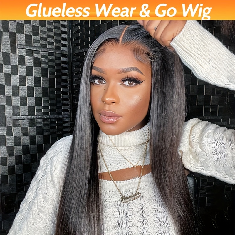 Brazilian Straight Glueless Lace Front Human Hair Wigs 4x4 HD Transparent  Lace Closure Wig Pre Cut Hairline Ready To Go Wigs For Women HD Lace Wigs 18