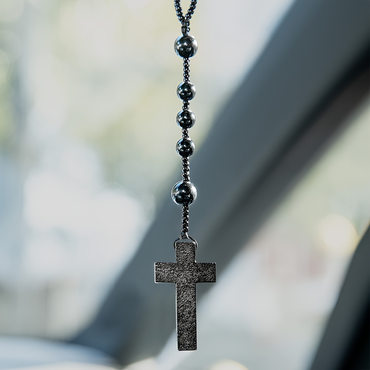 Image of 1pc Retro Cross Pendant Car Decoration Ornament, Fashion Rearview Mirror Hanging Decor, Holiday Birthday Gift