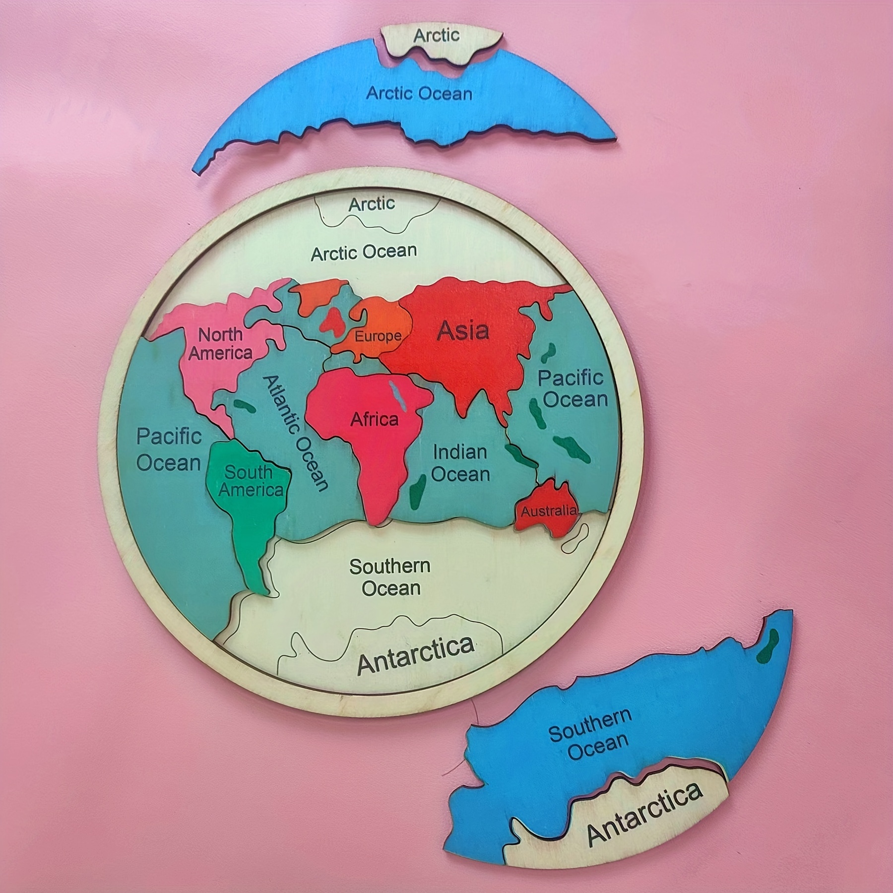 TEMU 7.8 X7.8 In/20x20cm Wooden Color Puzzle, Geography Early Education Children's Puzzle Learning Geometric Toy Gift, Educational Gift